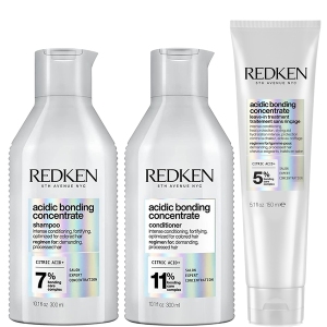 PACK CHAMPU, ACONDICIONADOR Y LEAVE-IN SIN ACLARADO -ACIDIC BONDING CONCENTRATE- 300ML,300ML Y 150ML REDKEN